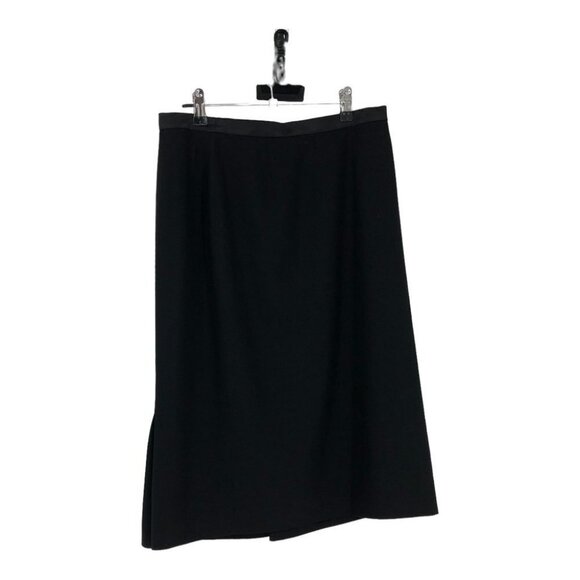 Max Mara Black Wool Knee Length Skirt back slit  size 12 - Picture 2 of 15